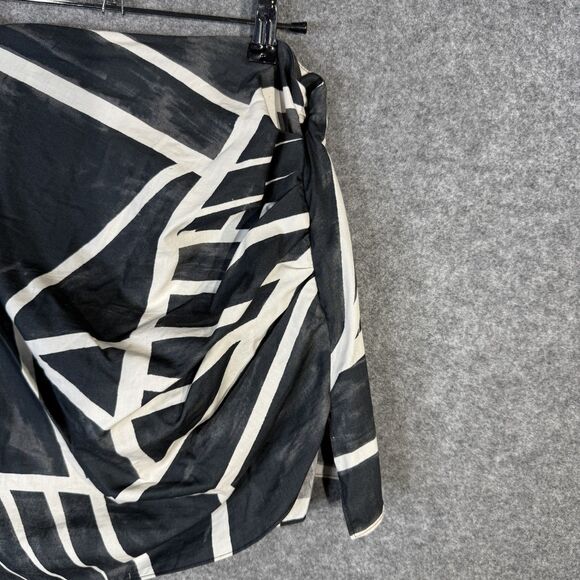 Zara Ruched Mini Skirt Dark Gray Black White Striped Pattern Women's Size M - Picture 6 of 9
